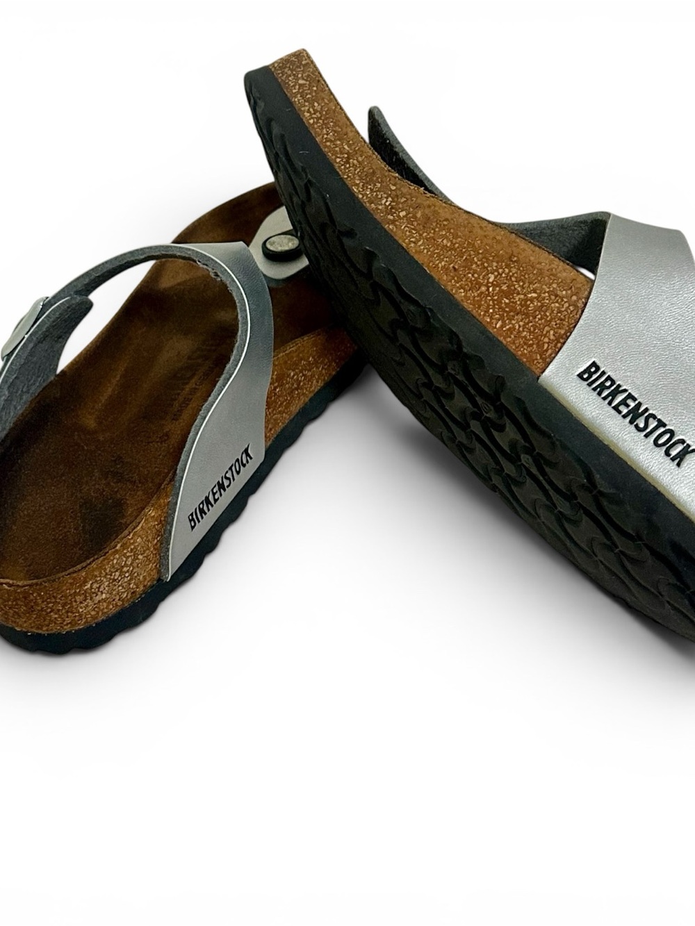 Birkenstock Gizeh Metallic Silver Sandals Womens EU 37 US 6 Cork Footbed - Picture 7 of 10